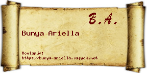 Bunya Ariella névjegykártya